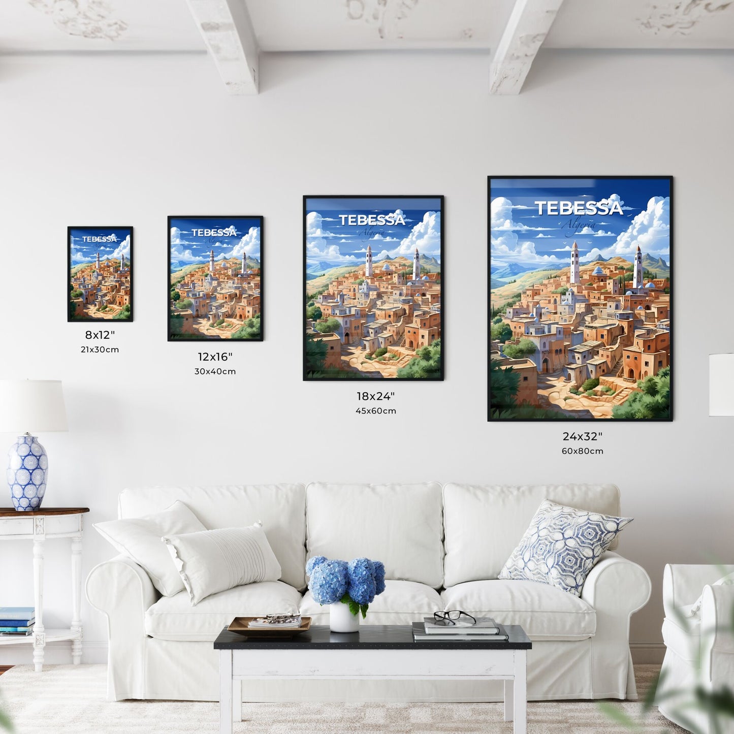 Vibrant Painting of Tebessa, Algeria Skyline in Cartoon Style Default Title