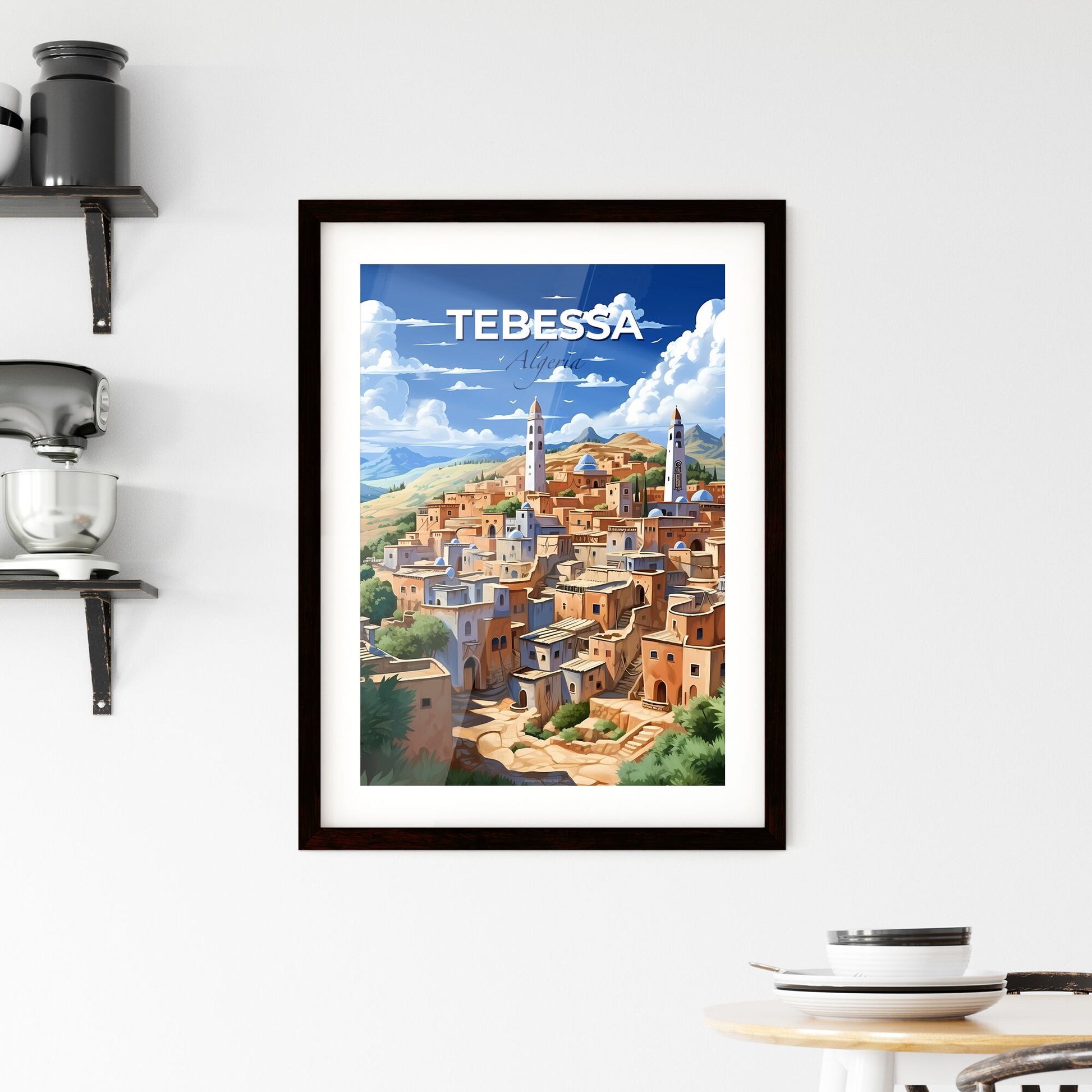 Vibrant Painting of Tebessa, Algeria Skyline in Cartoon Style Default Title