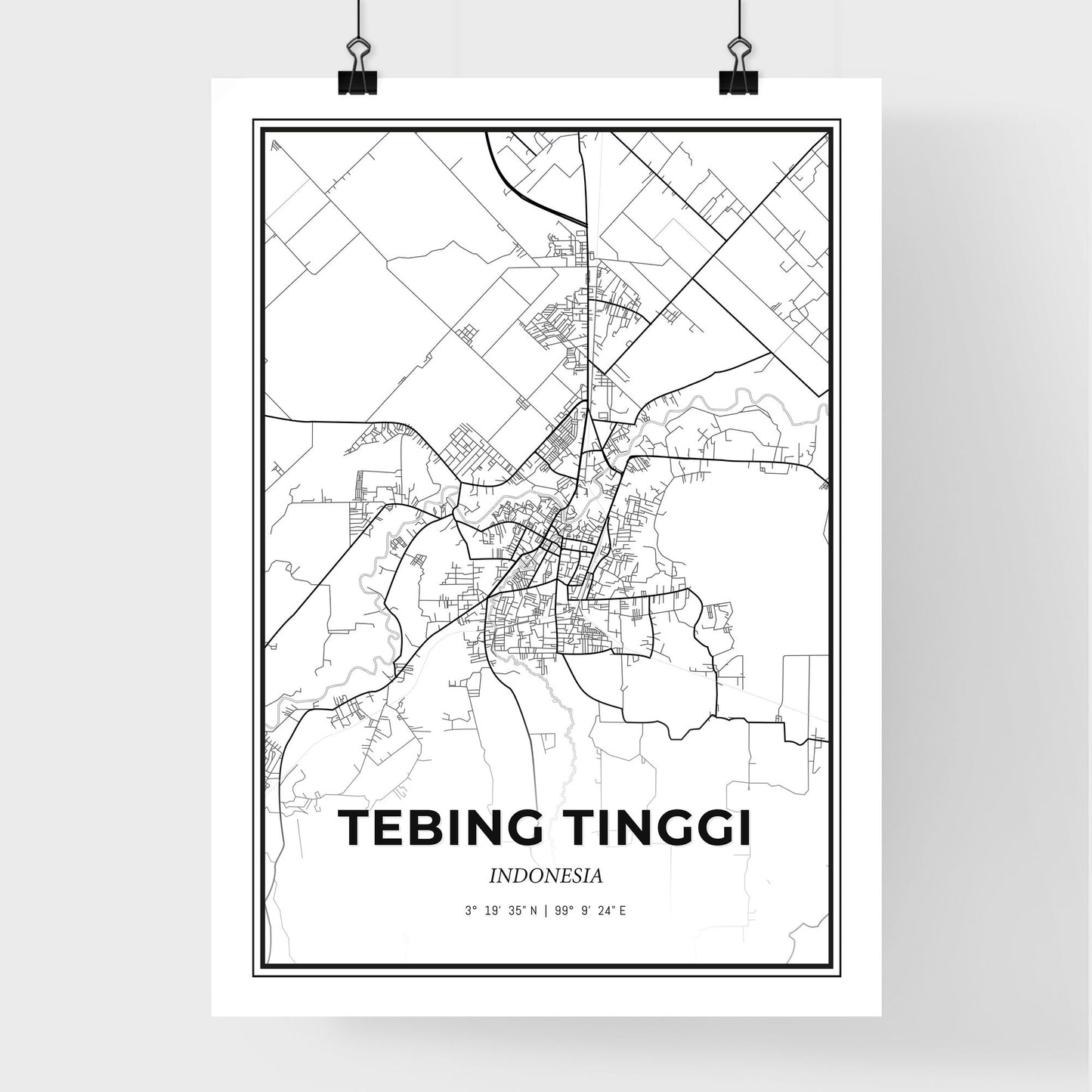 Tebing Tinggi Indonesia - Premium City Map Poster