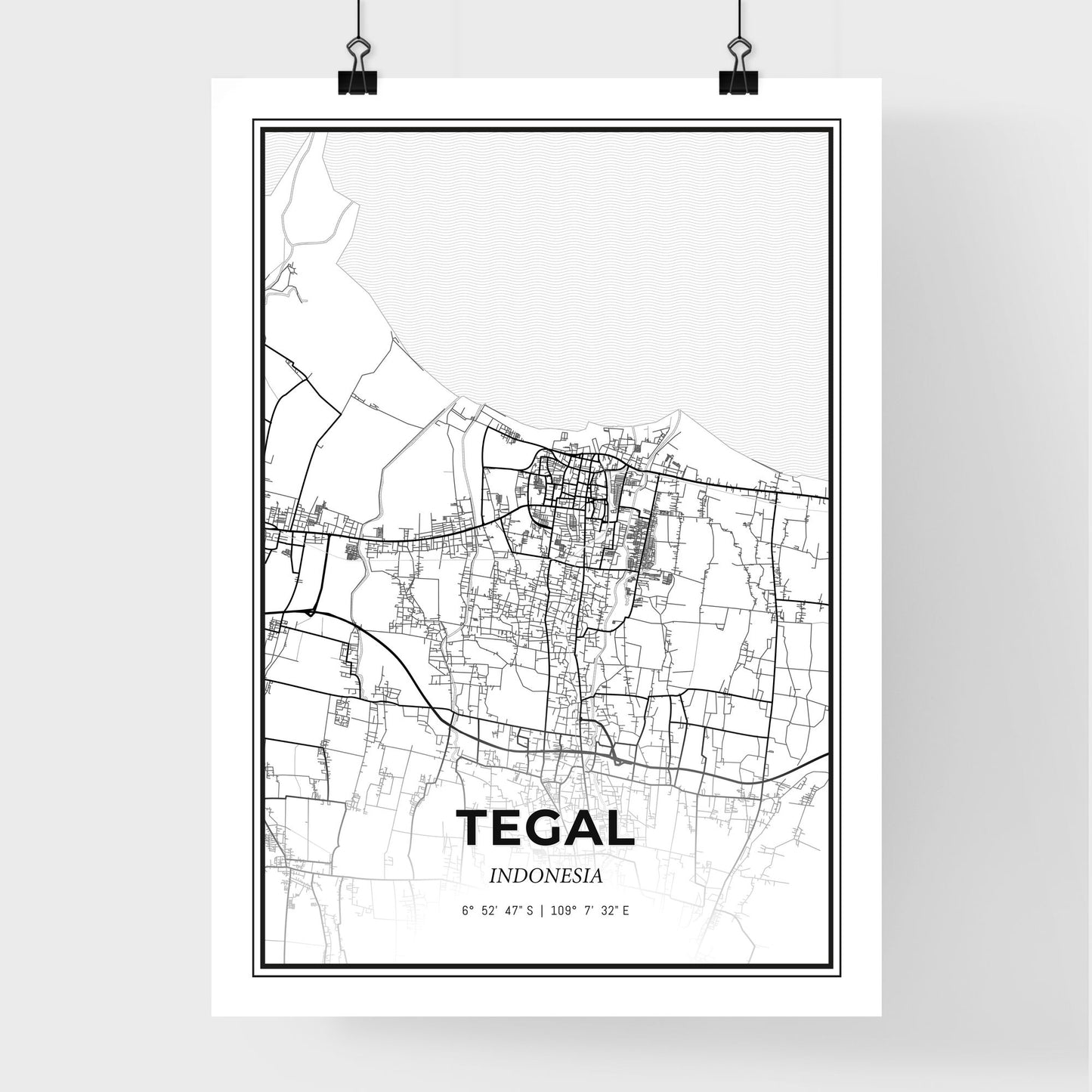 Tegal Indonesia - Premium City Map Poster