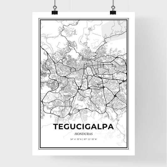 Tegucigalpa Honduras - Premium City Map Poster