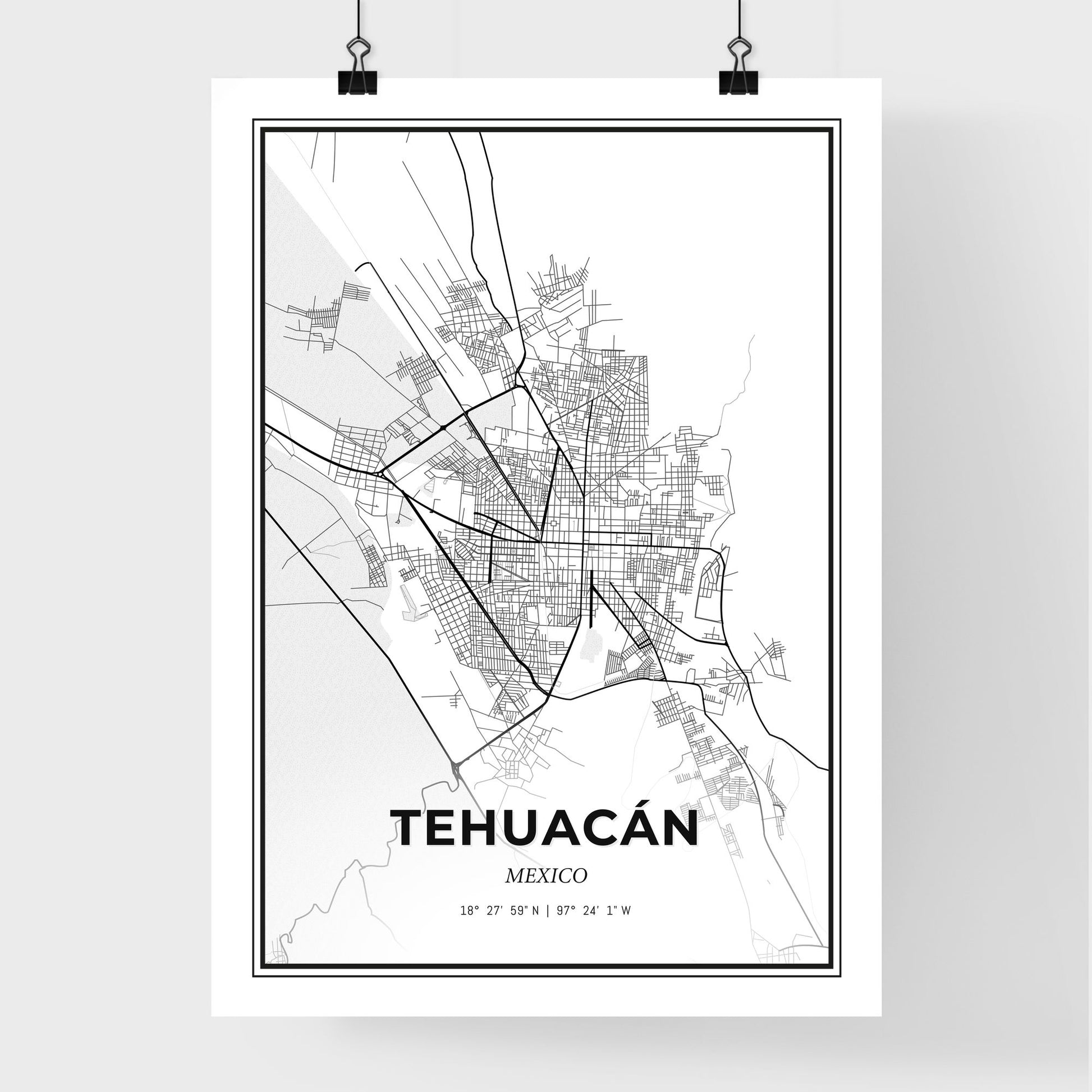 Tehuacán Mexico - Premium City Map Poster