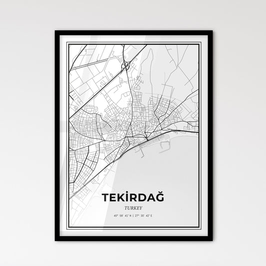 Tekirdağ Turkey - Scandinavian Style City Map for Modern Home Decor