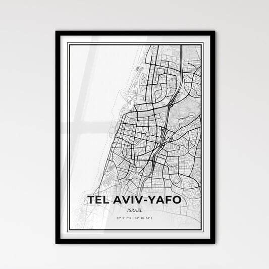 Tel Aviv-Yafo Israel - Scandinavian Style City Map for Modern Home Decor