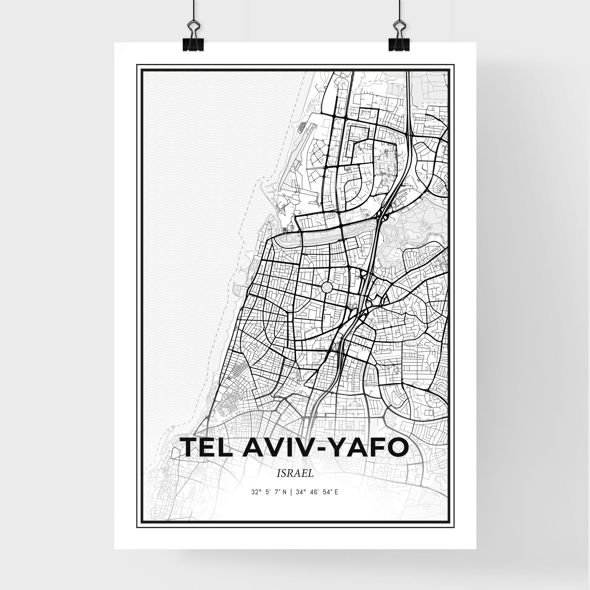 Tel Aviv-Yafo Israel - Premium City Map Poster