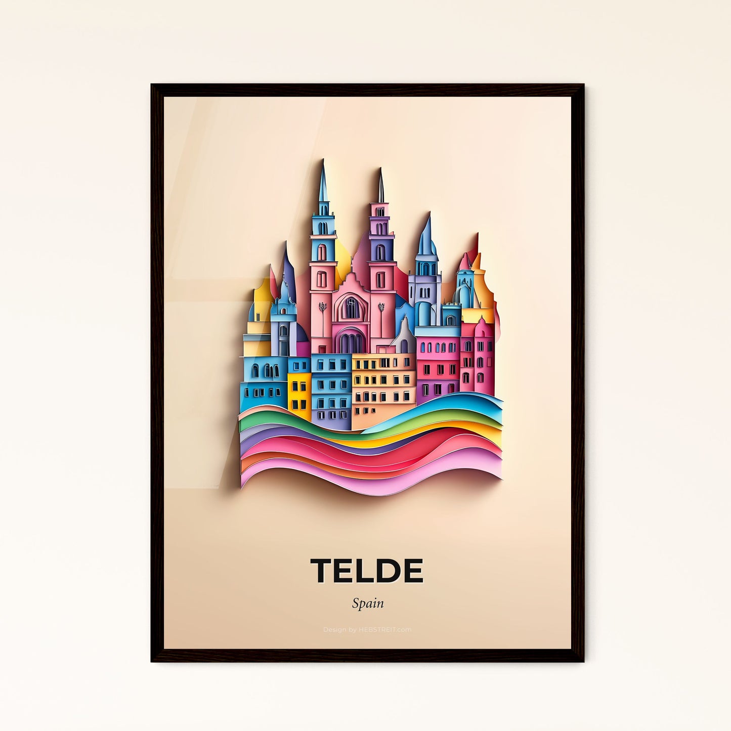 Vivid Telde, Spain - a paper cut of a city with a rainbow wave