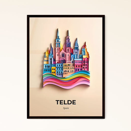 Vivid Telde, Spain - a paper cut of a city with a rainbow wave