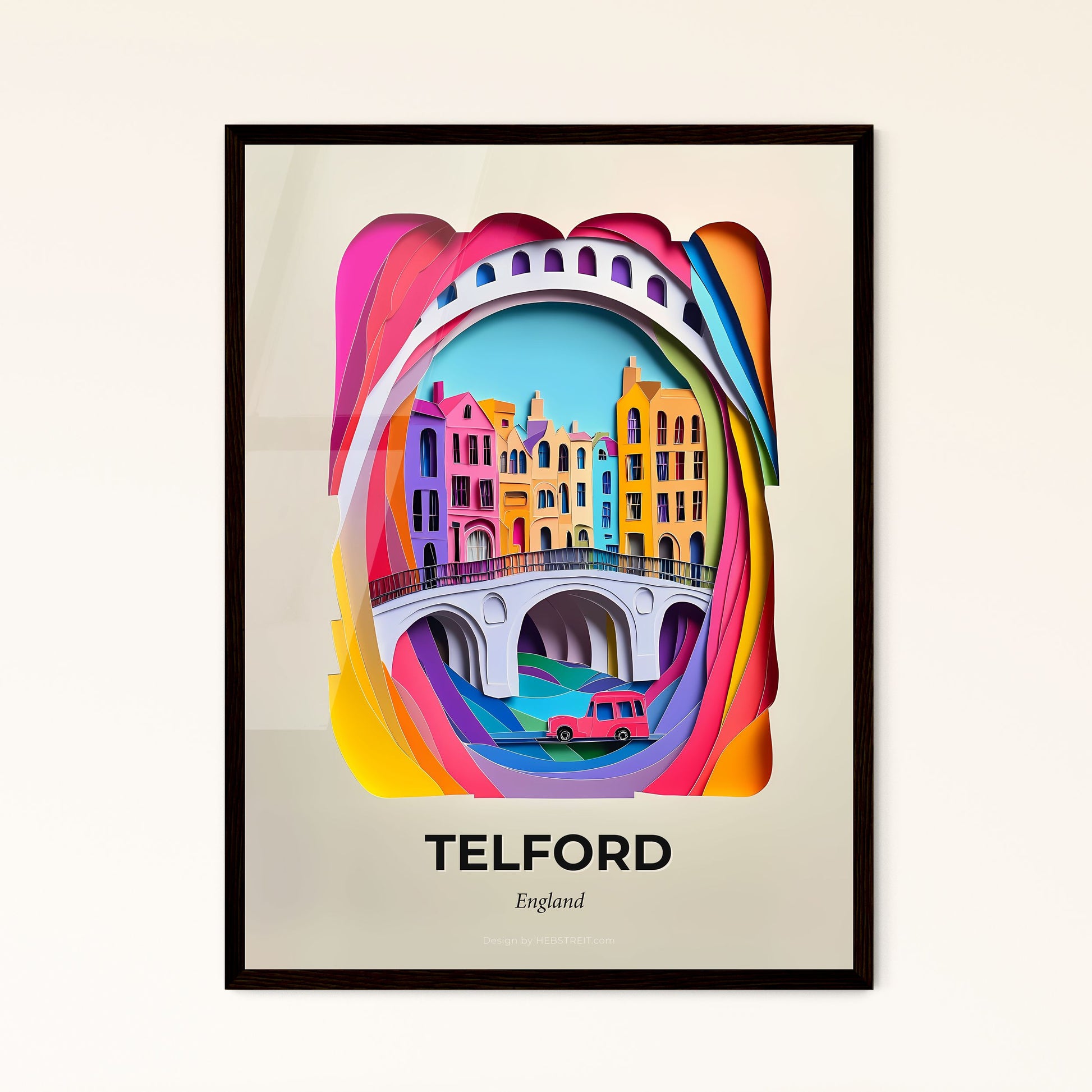 Vivid Telford, England - a colorful city with a bridge and a car