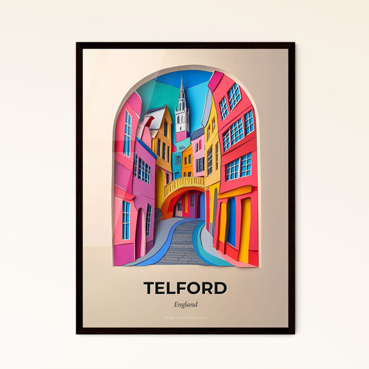 Vivid Telford, England - a colorful city scene with a clock tower