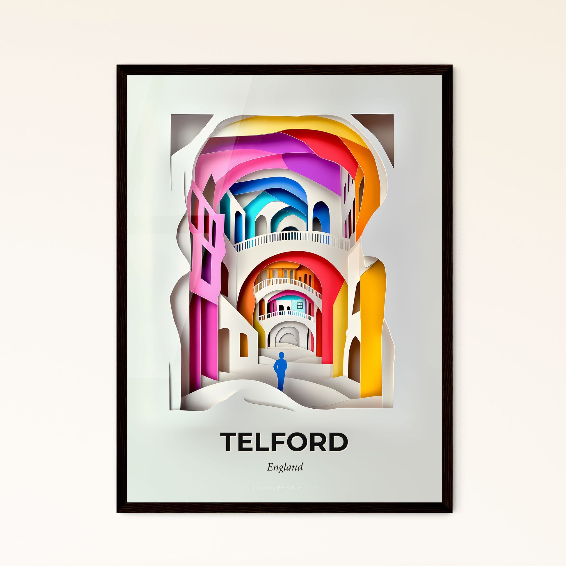 Vivid Telford, England - a person standing in a colorful archway