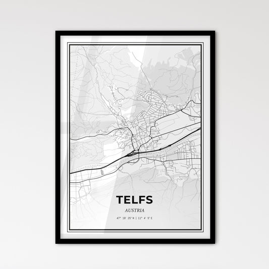 Telfs Austria - Scandinavian Style City Map for Modern Home Decor