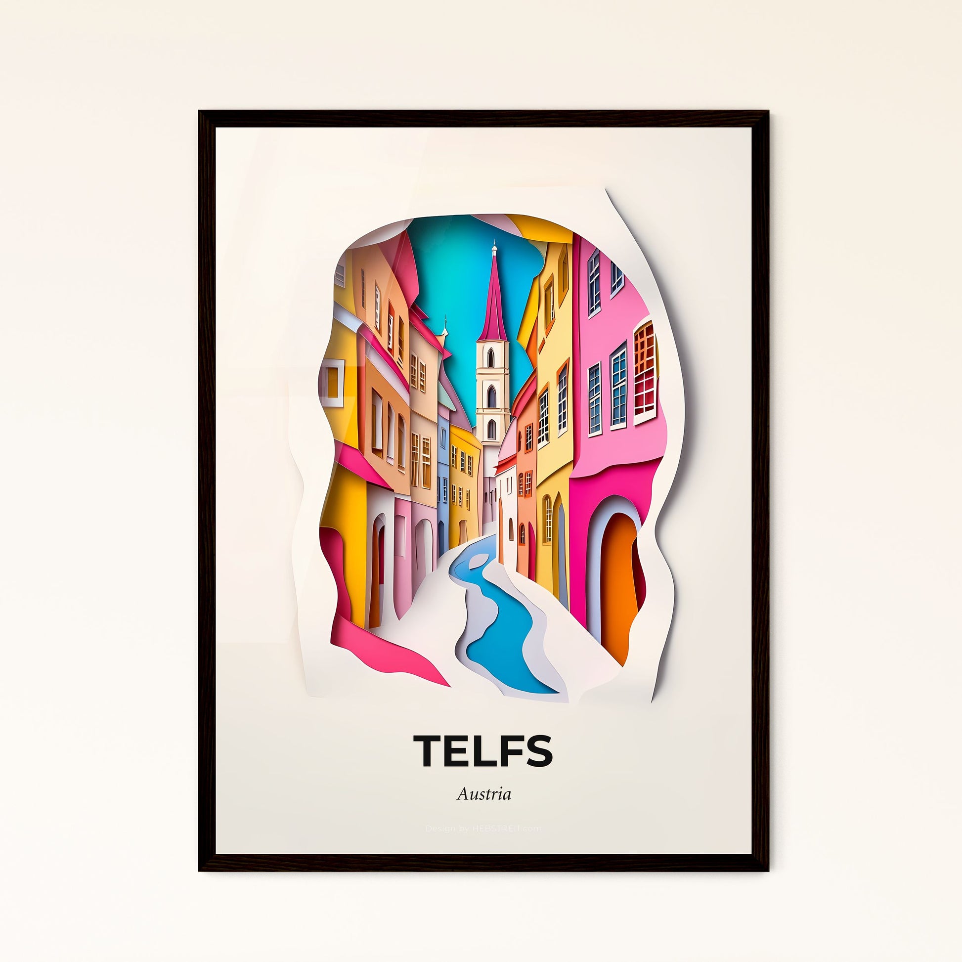 Vivid Telfs, Austria - a paper cut of a street with a church steeple