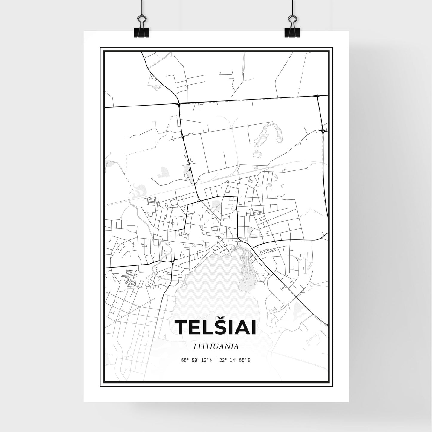 Telšiai Lithuania - Premium City Map Poster