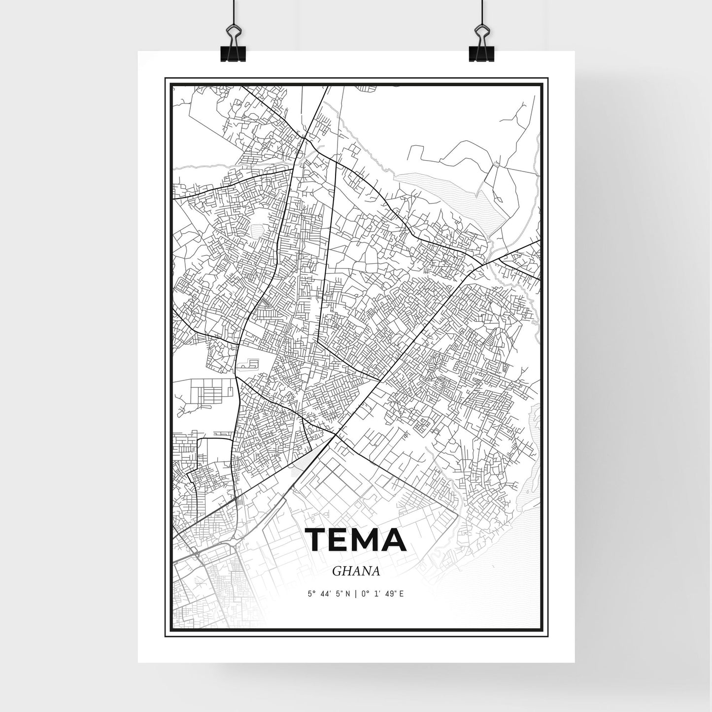 Tema Ghana - Premium City Map Poster