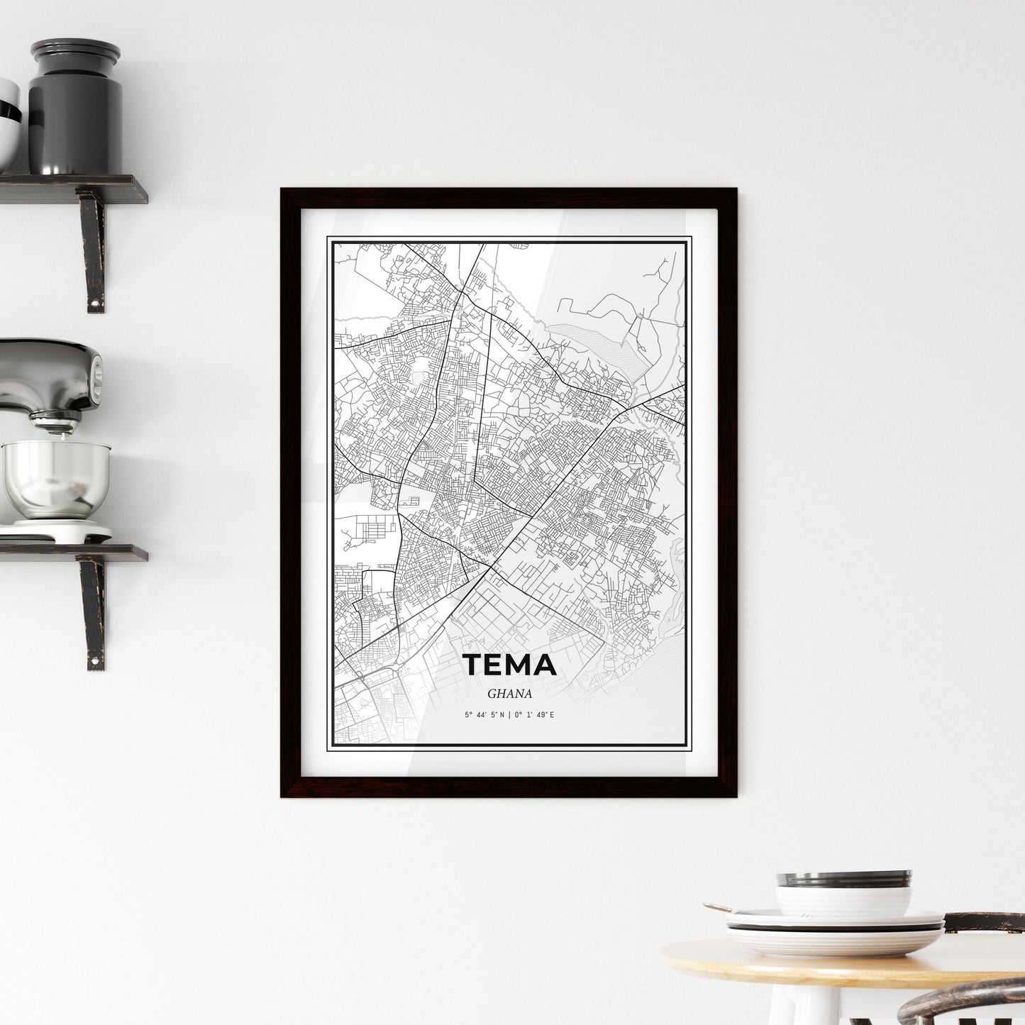 Tema Ghana - Minimal City Map