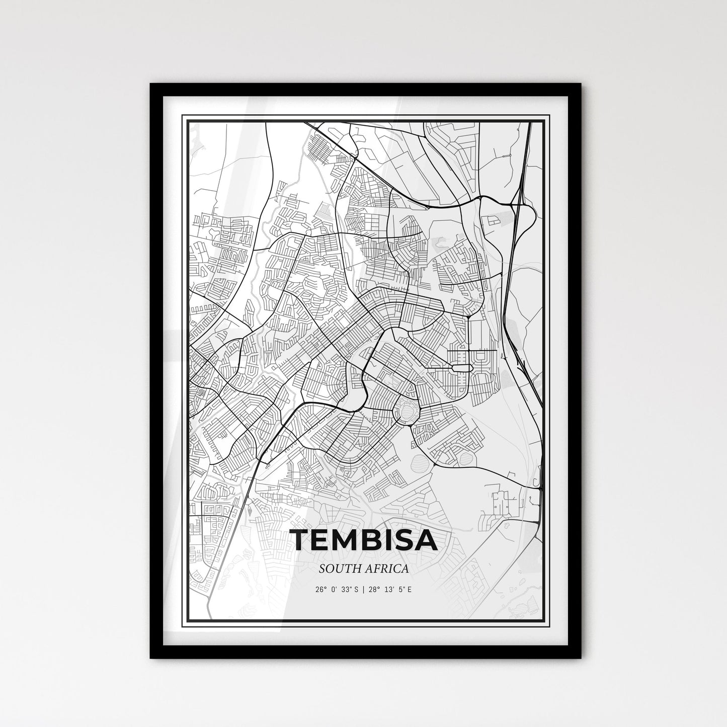 Tembisa South Africa - Scandinavian Style City Map for Modern Home Decor