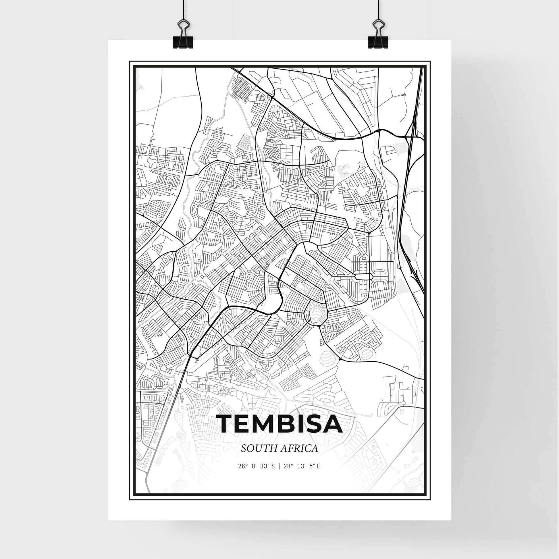 Tembisa South Africa - Premium City Map Poster