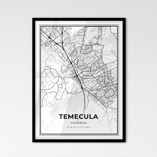 Temecula California - Scandinavian Style City Map for Modern Home Decor