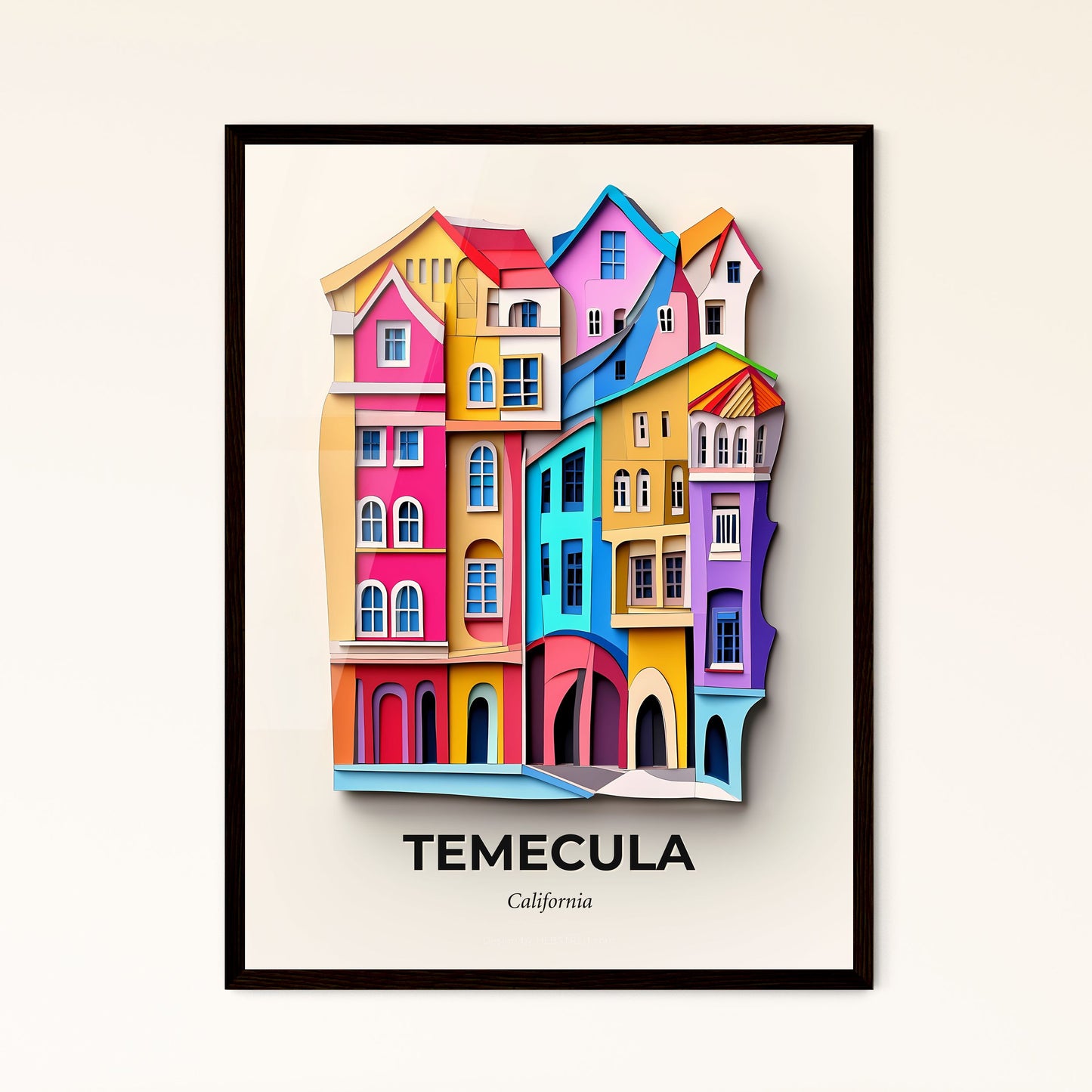 Vivid Temecula, California - a colorful city with a clock on the wall