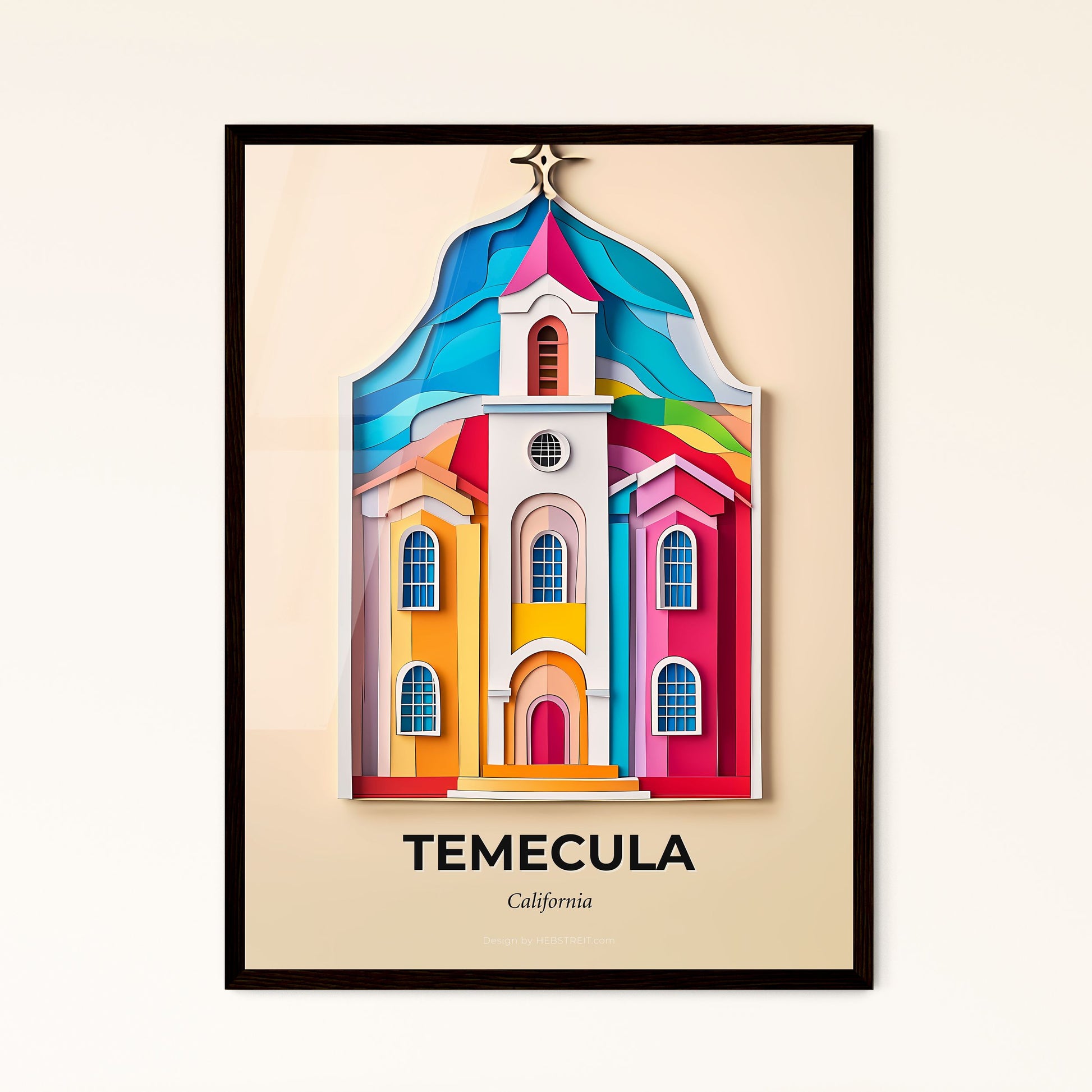 Vivid Temecula, California - a paper cut of a church with a steeple