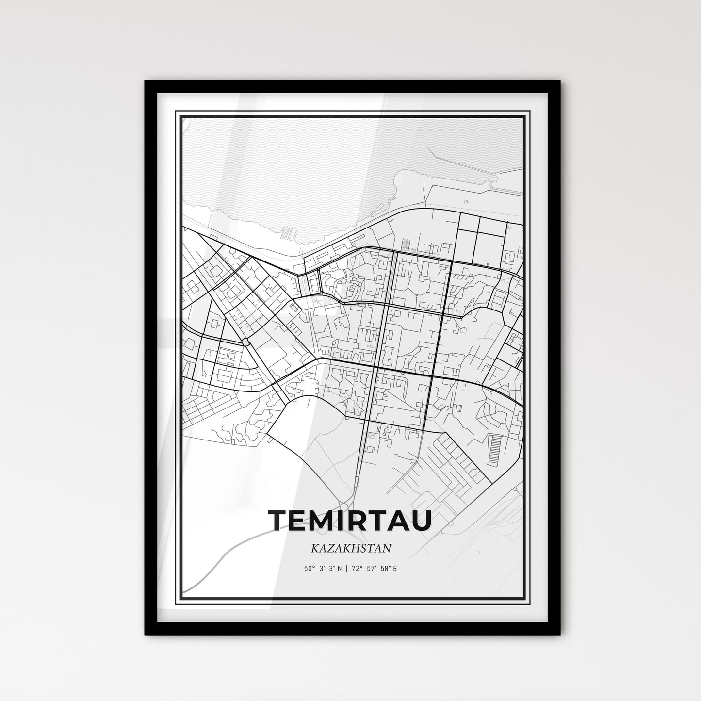 Temirtau Kazakhstan - Scandinavian Style City Map for Modern Home Decor