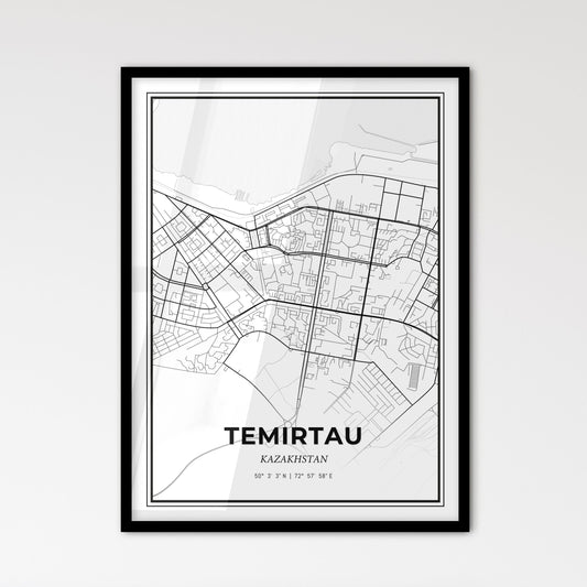 Temirtau Kazakhstan - Scandinavian Style City Map for Modern Home Decor