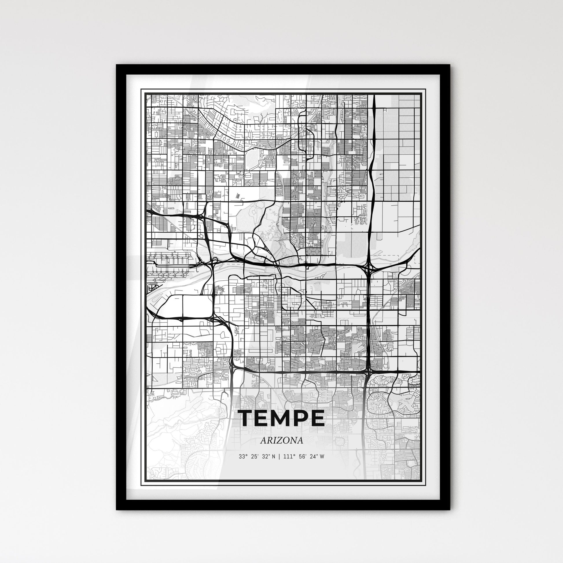 Tempe Arizona - Scandinavian Style City Map for Modern Home Decor