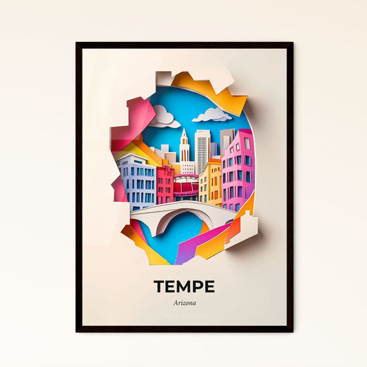 Vivid Tempe, Arizona - a paper cut of a city with a bridge