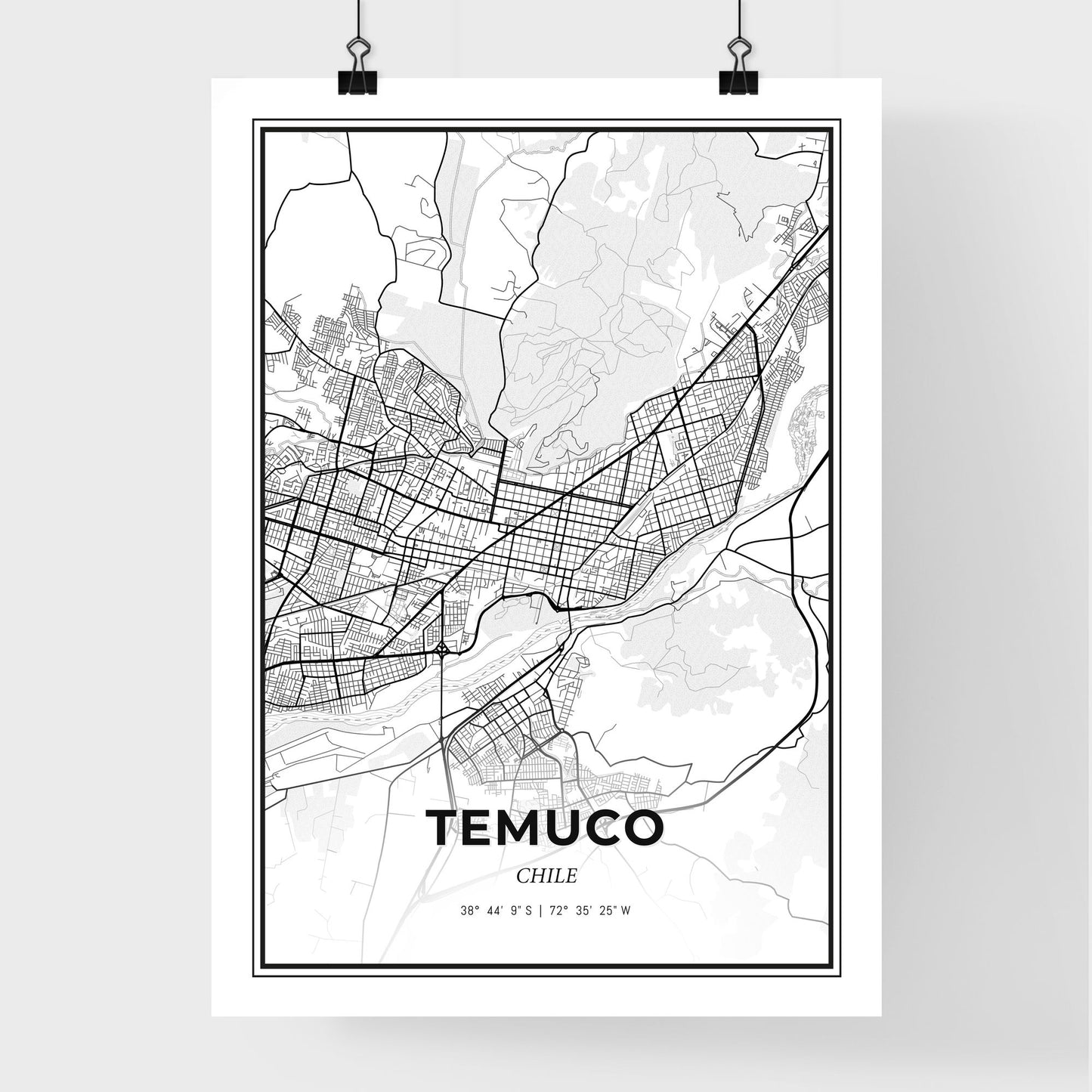 Temuco Chile - Premium City Map Poster