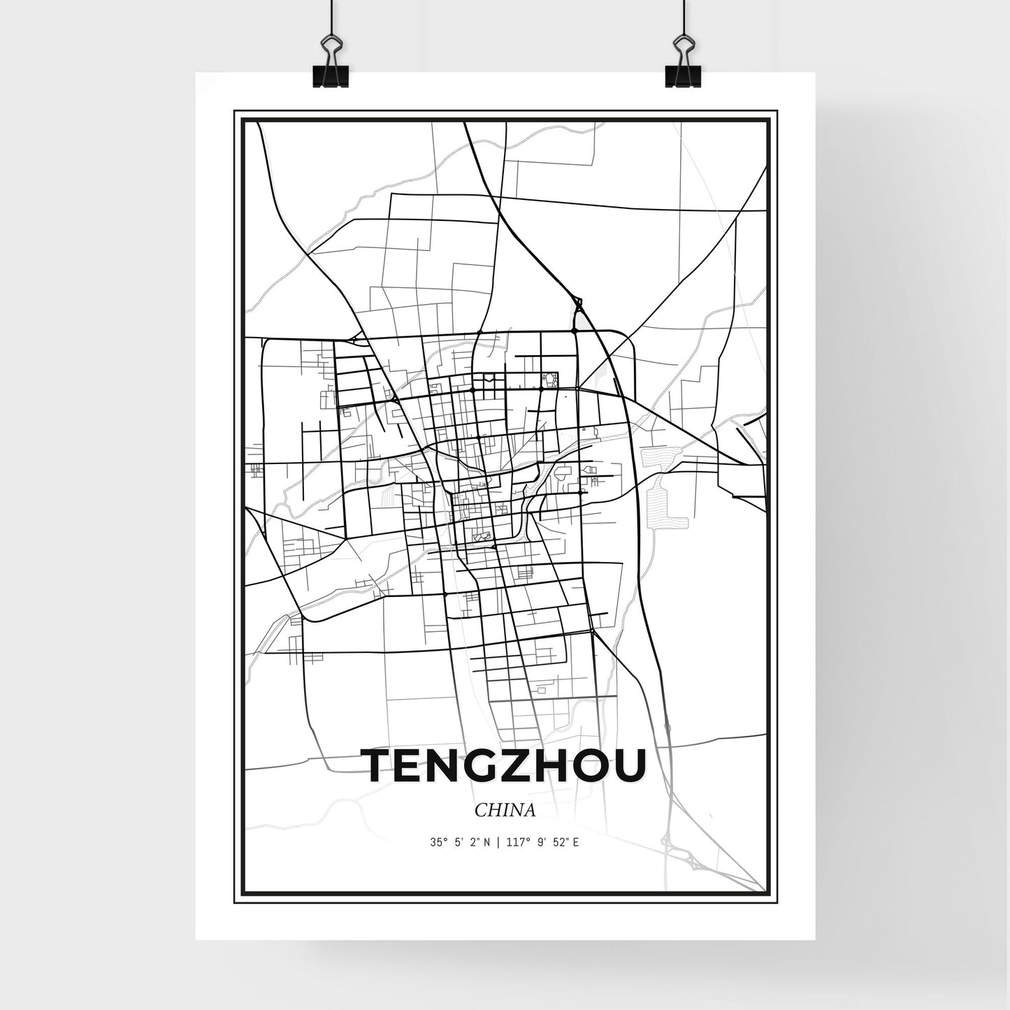 Tengzhou China - Premium City Map Poster