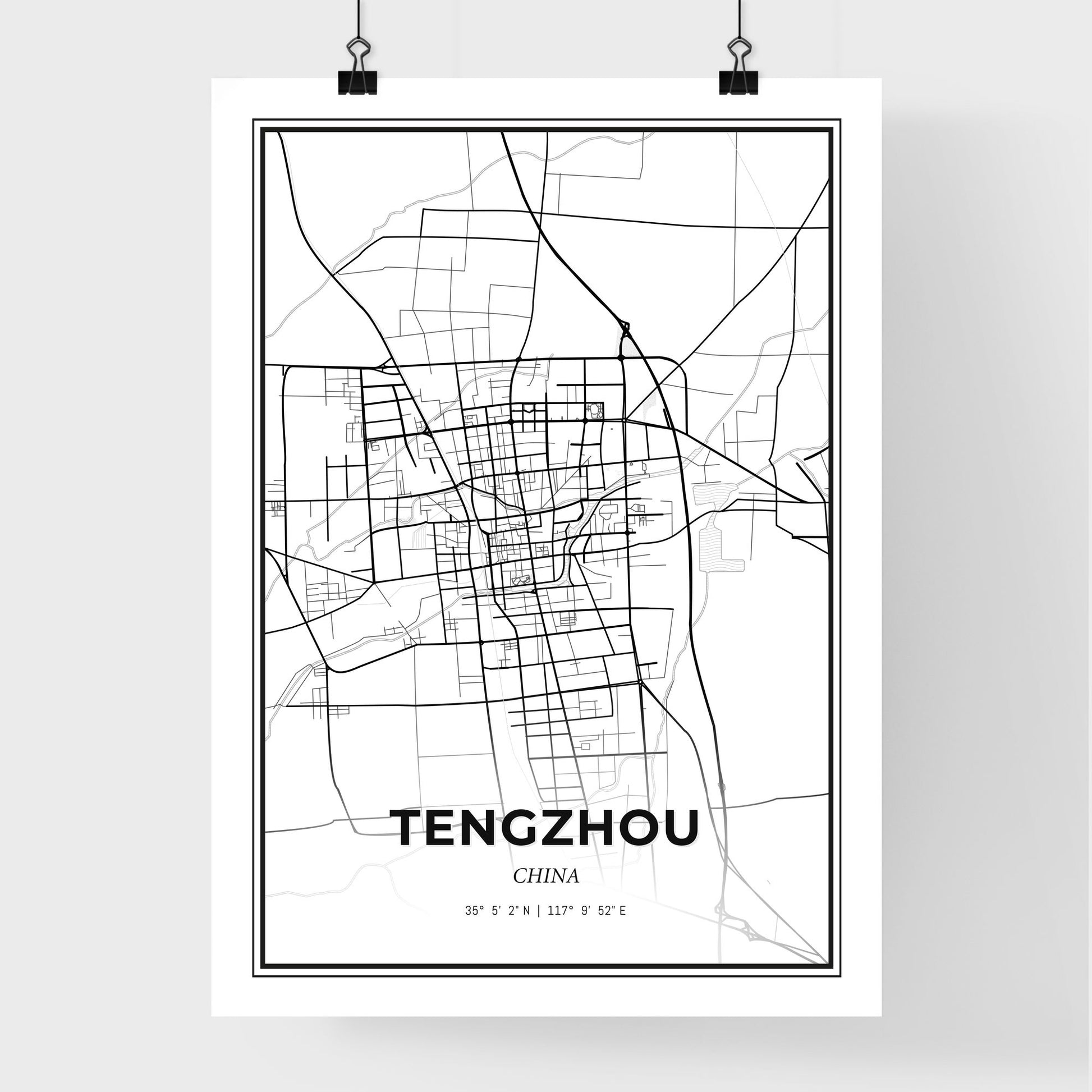 Tengzhou China - Premium City Map Poster