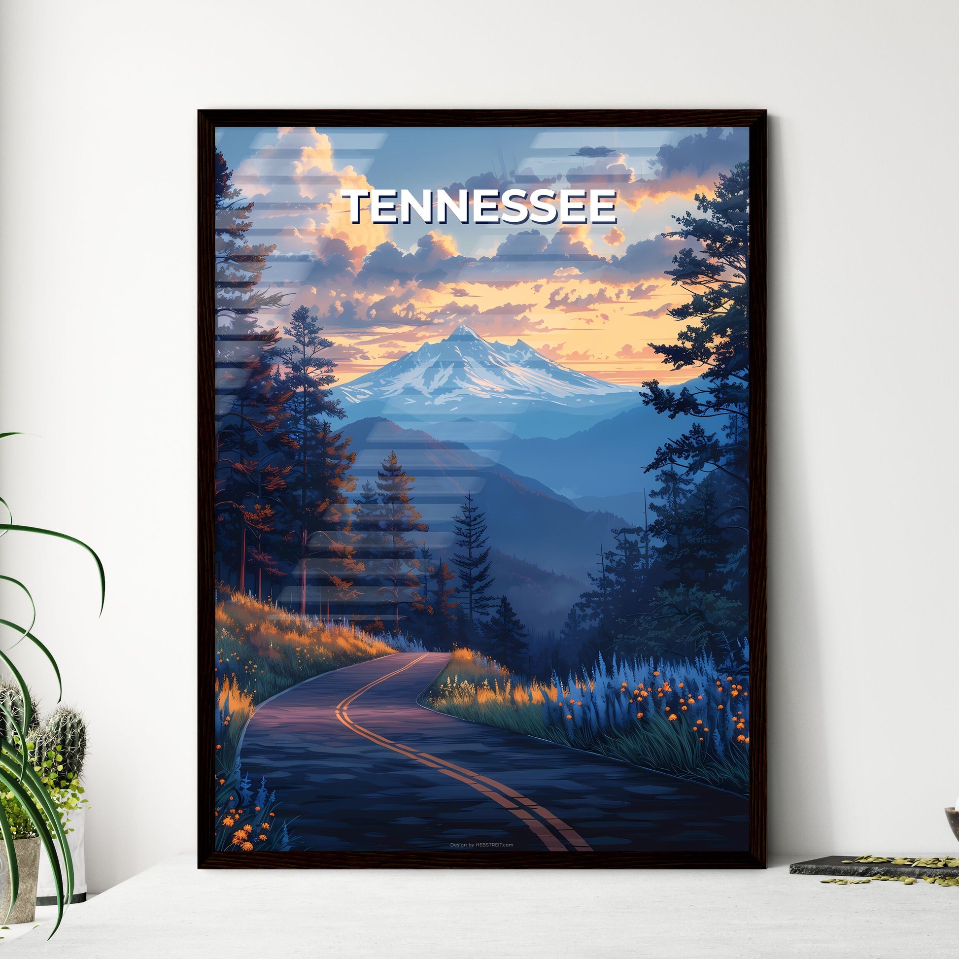 Mountain Landscape Road Vibrant Painting Tennessee USA Artwork Abstract