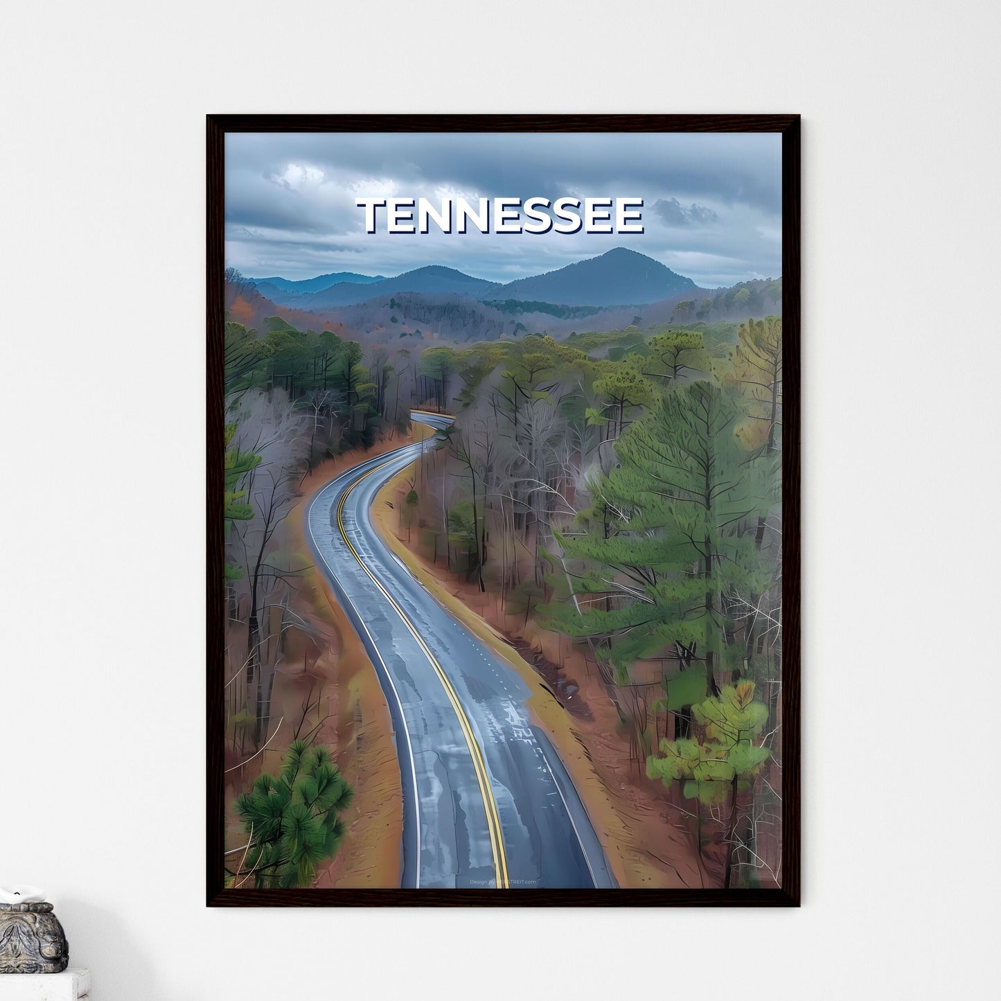 Artful Forest Road Painting Depicting the Beauty of Tennessee, USA