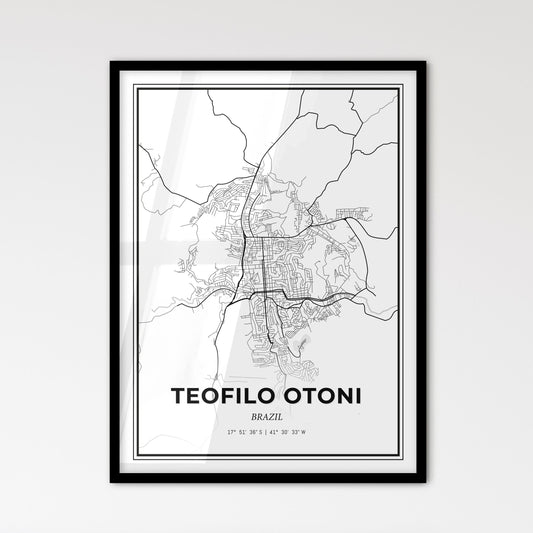 Teofilo Otoni Brazil - Scandinavian Style City Map for Modern Home Decor