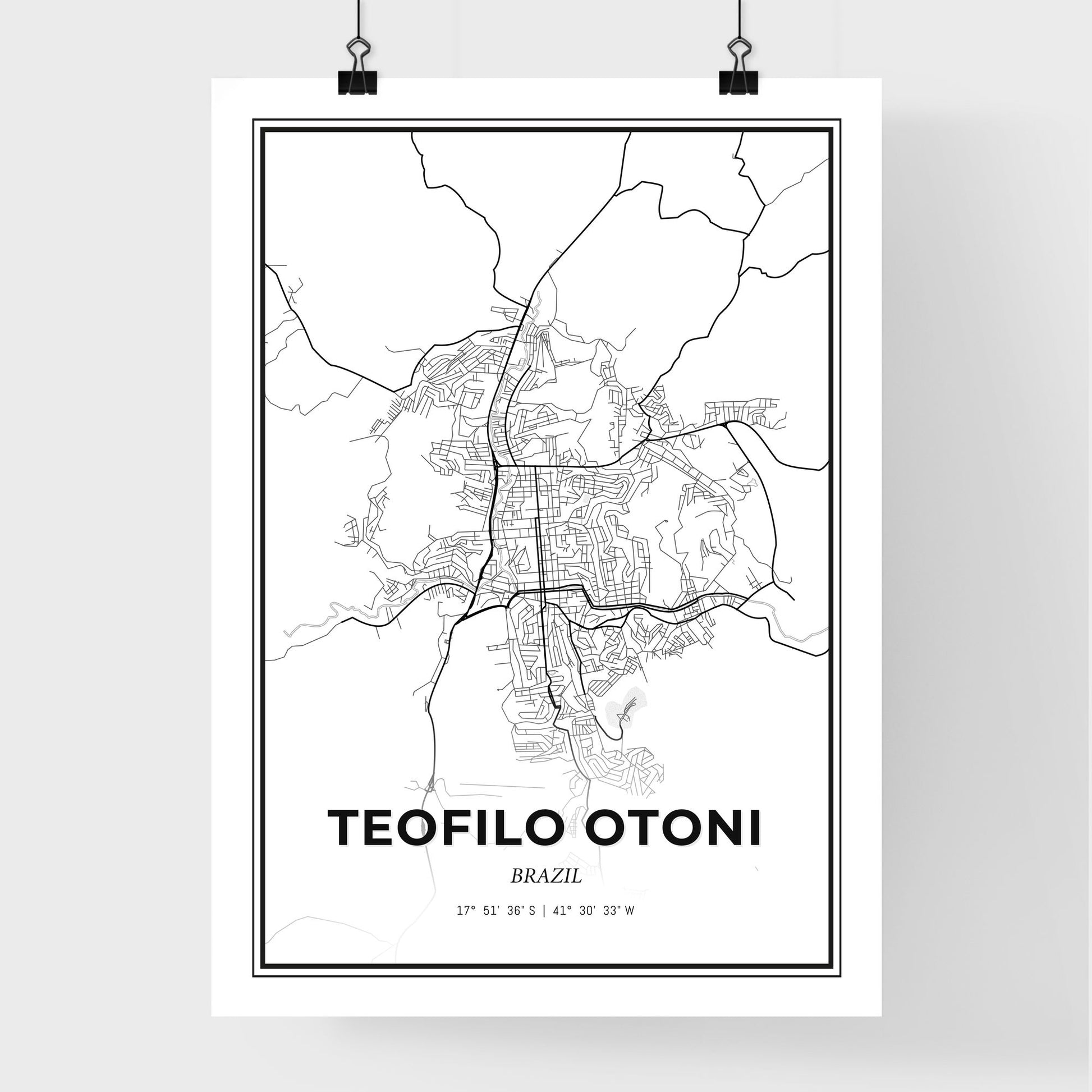 Teofilo Otoni Brazil - Premium City Map Poster