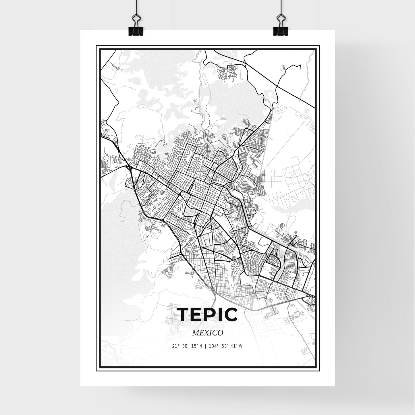 Tepic Mexico - Premium City Map Poster