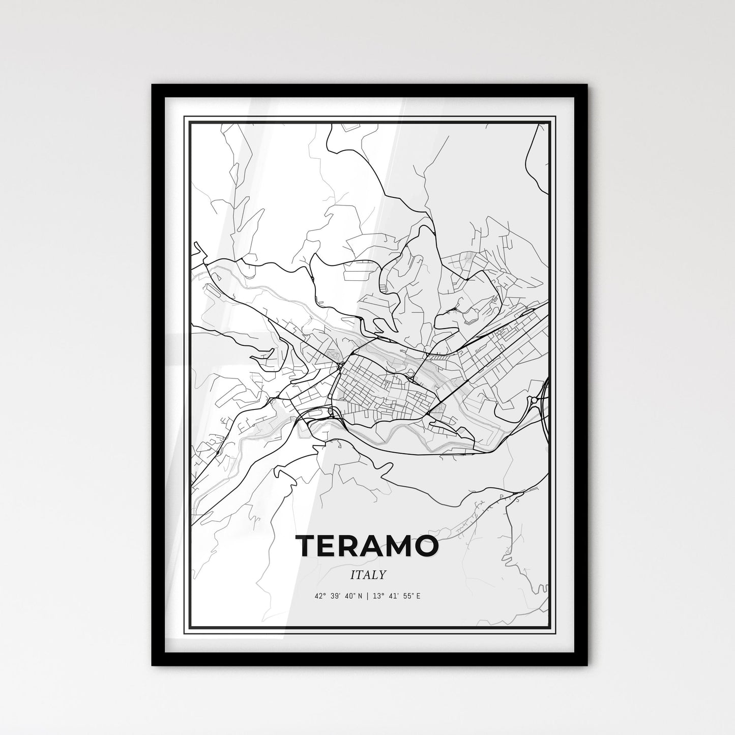 Teramo Italy - Scandinavian Style City Map for Modern Home Decor