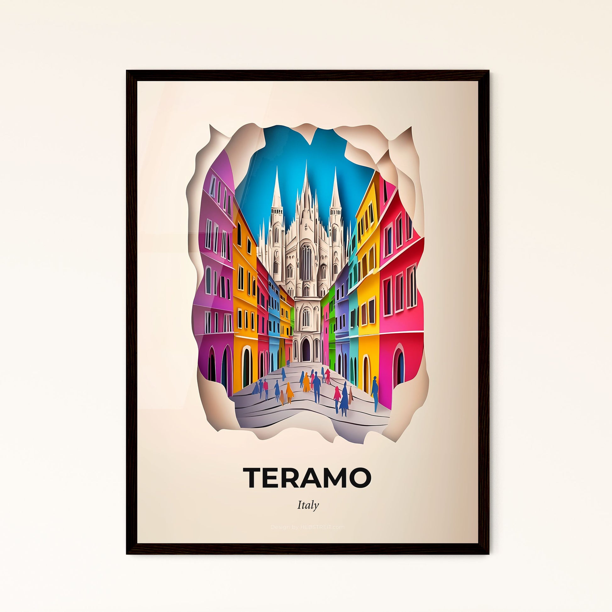 Vivid Teramo, Italy - a colorful city with a cathedral in the background