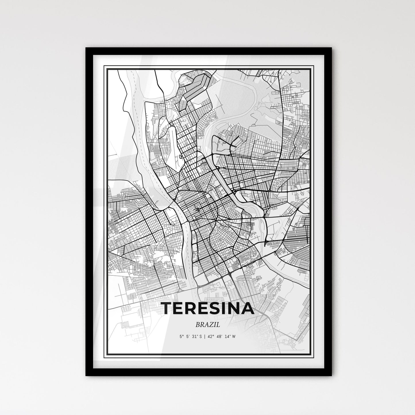 Teresina Brazil - Scandinavian Style City Map for Modern Home Decor