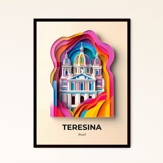 Vivid Teresina, Brazil - a paper cut of a church with a rainbow colored roof