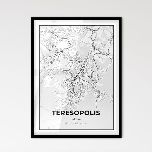 Teresopolis Brazil - Scandinavian Style City Map for Modern Home Decor