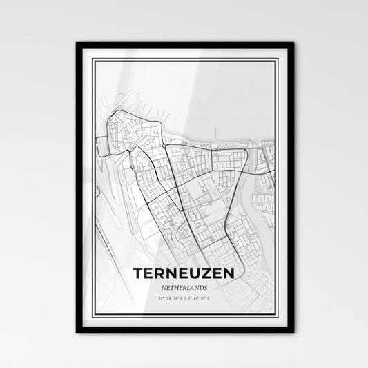  Terneuzen Netherlands - Scandinavian Style City Map for Modern Home Decor