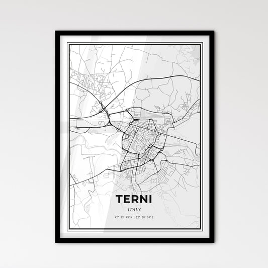 Terni Italy - Scandinavian Style City Map for Modern Home Decor