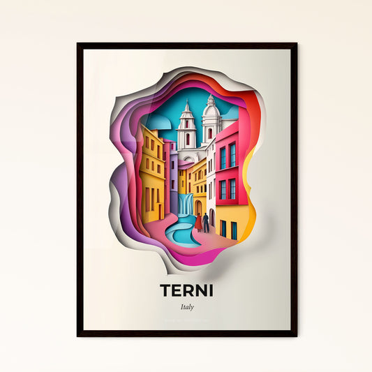 Vivid Terni, Italy - a paper cut of a city with a fountain