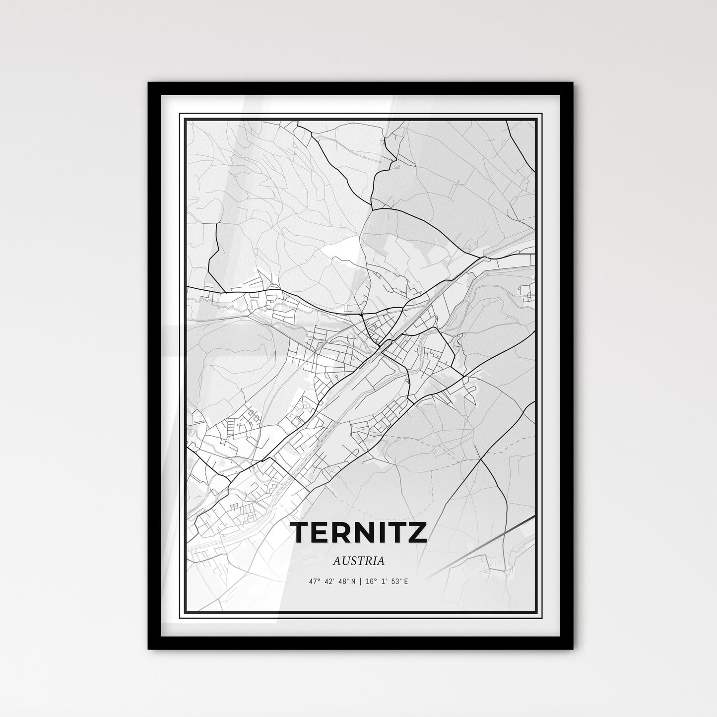 Ternitz Austria - Scandinavian Style City Map for Modern Home Decor