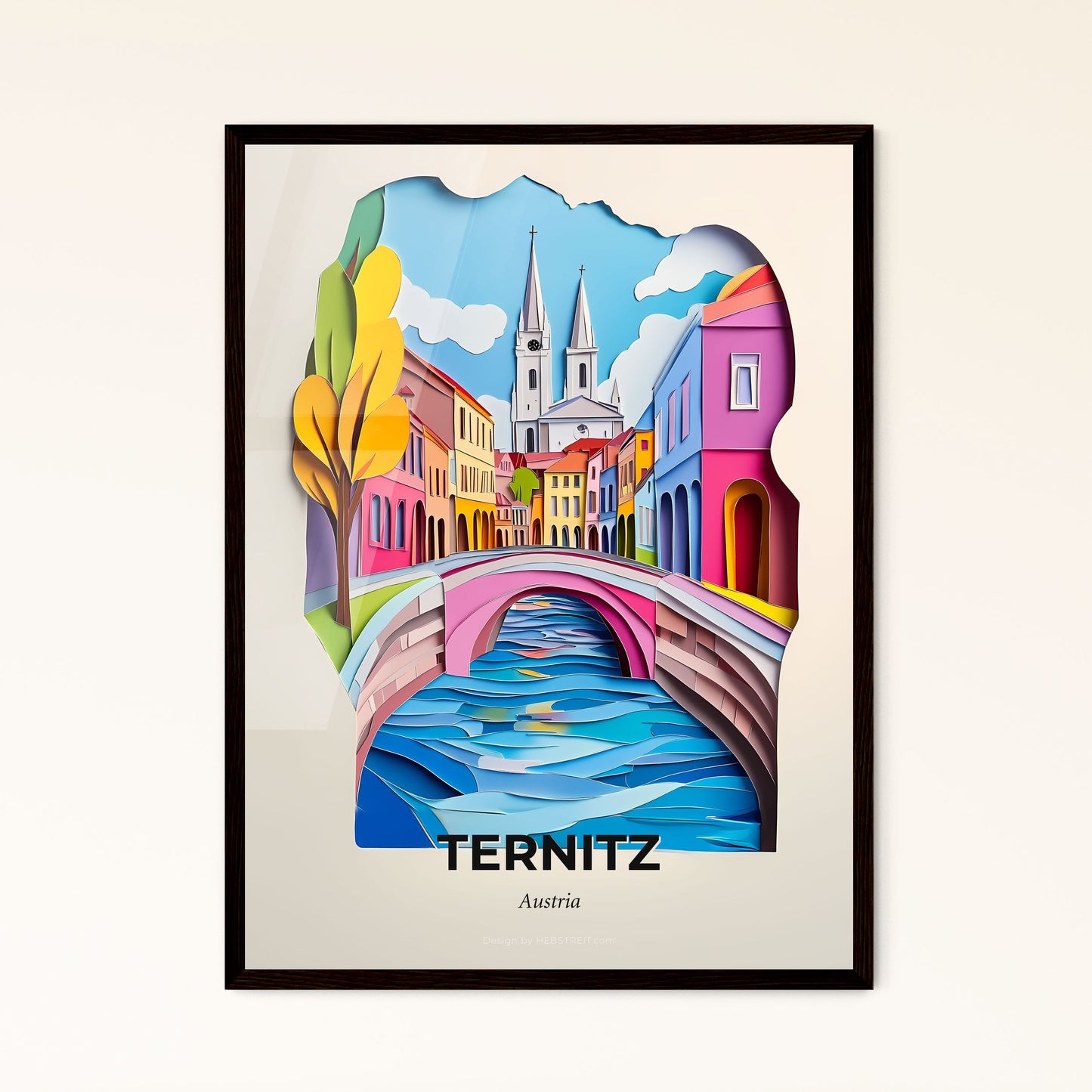 Vivid Ternitz, Austria - a paper cut of a city with a bridge