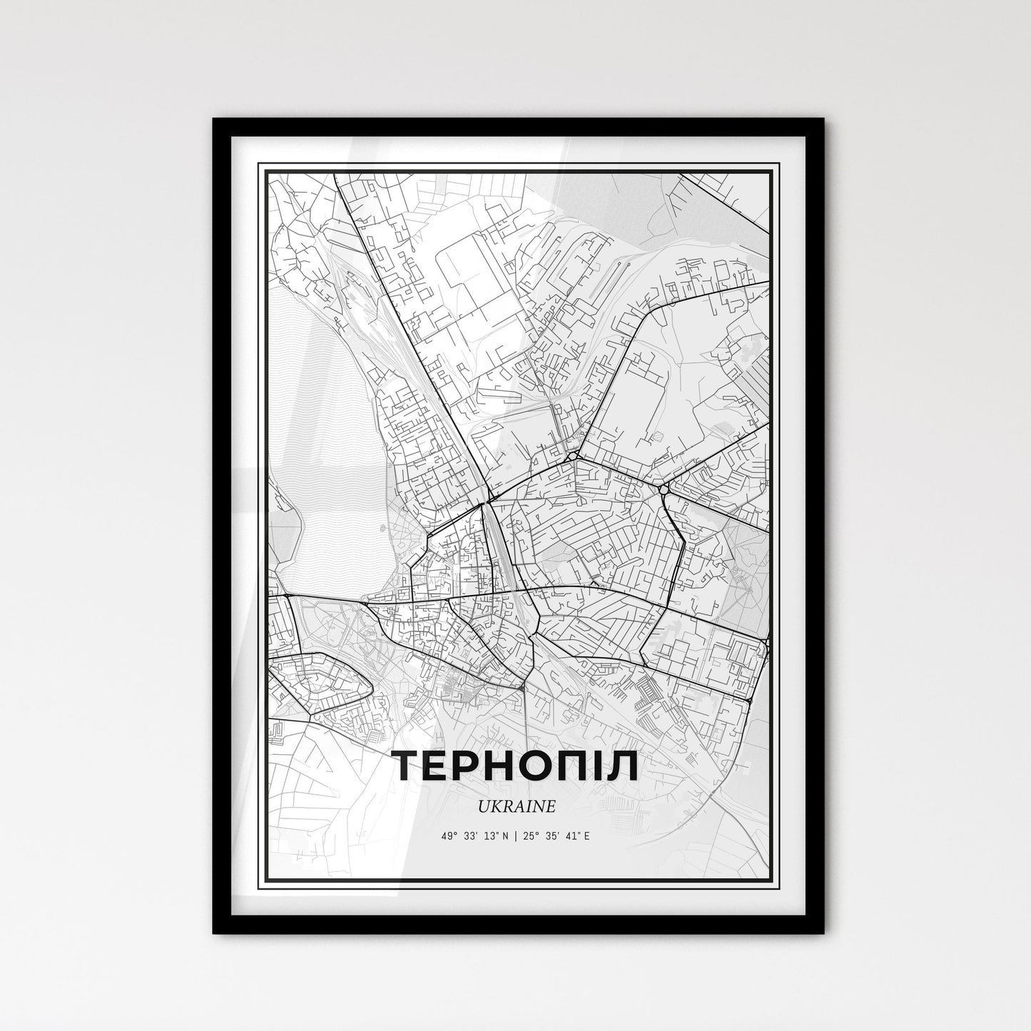 Ternopil Ukraine - Scandinavian Style City Map for Modern Home Decor