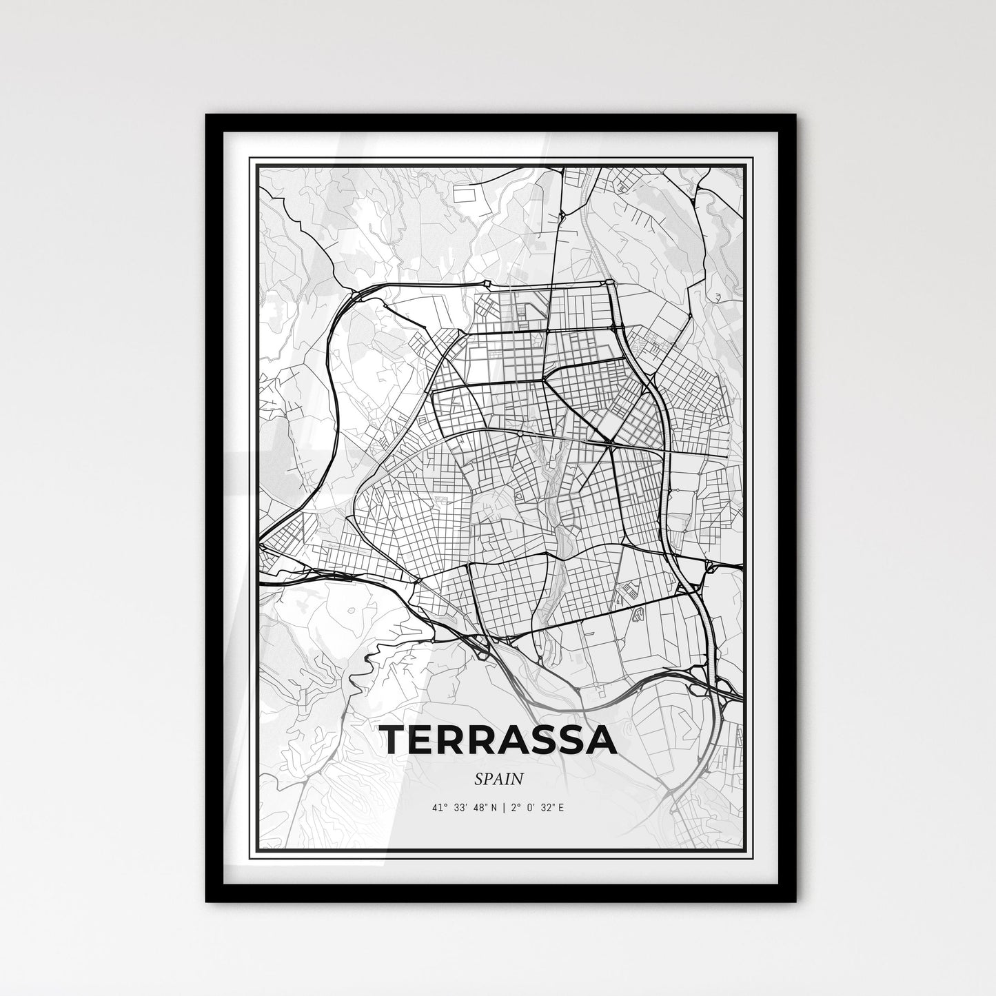 Terrassa Spain - Scandinavian Style City Map for Modern Home Decor