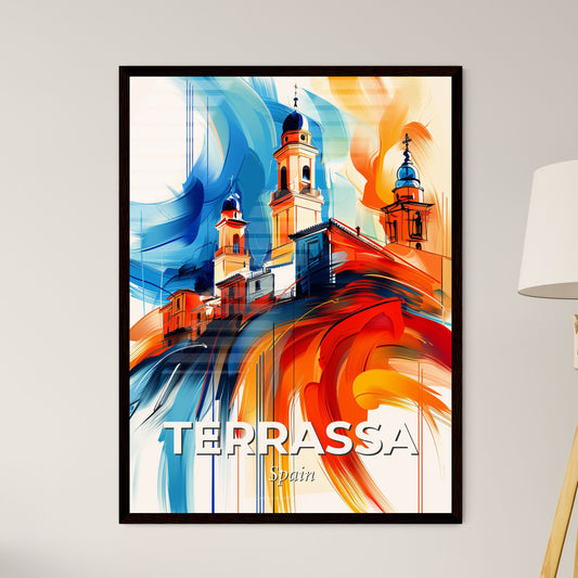 Vibrant Terrassa, Spain - A Painting Of A Building With Towers And A Colorful Background