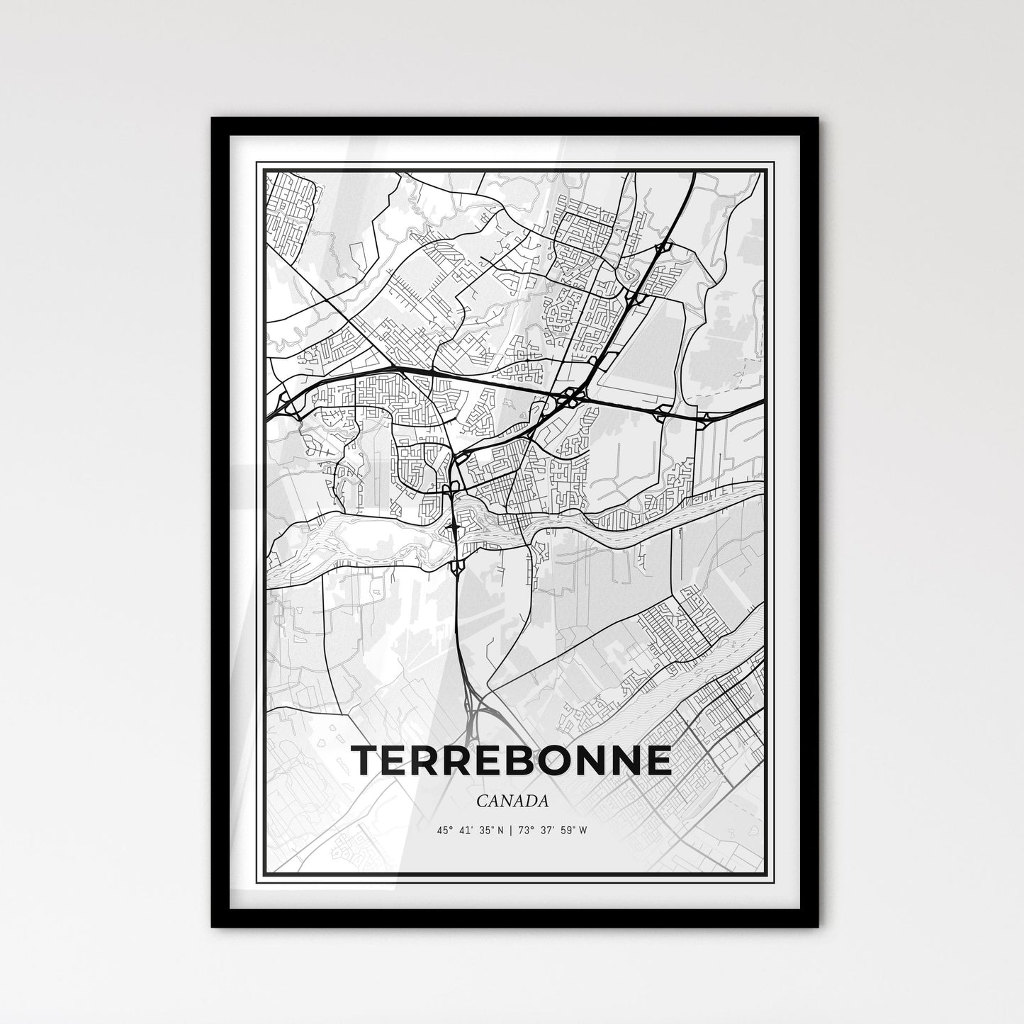 Terrebonne Canada - Scandinavian Style City Map for Modern Home Decor